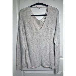 Kaisely Womens Beige Cotton Blend V-Neck Knit Sweater Size XL‎ Soft Comfort Cozy